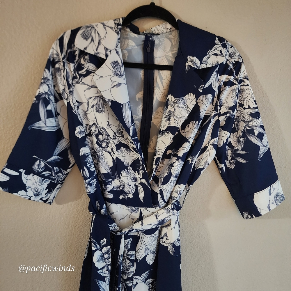 RARE! DOLMAN 3/4 SLEEVE JUMPSUIT WIDE LEG CQ BY CQ - Picture 4 of 12